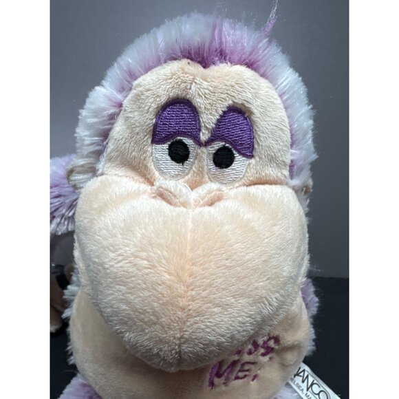 Nanco "Kiss Me!" Hanging Plush Monkey Toy 12" Purple & Cream - Picture 4 of 8